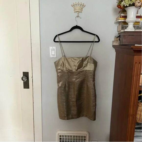 Lovers + Friends Revolve The Karine Metallic Mini Dress in Pale Gold - Picture 3 of 7